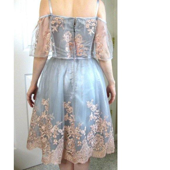 Vintage Chi Chi Prom Dress Size 6 Blue Gray Lolita Embroidery Party British NWT - Picture 3 of 15